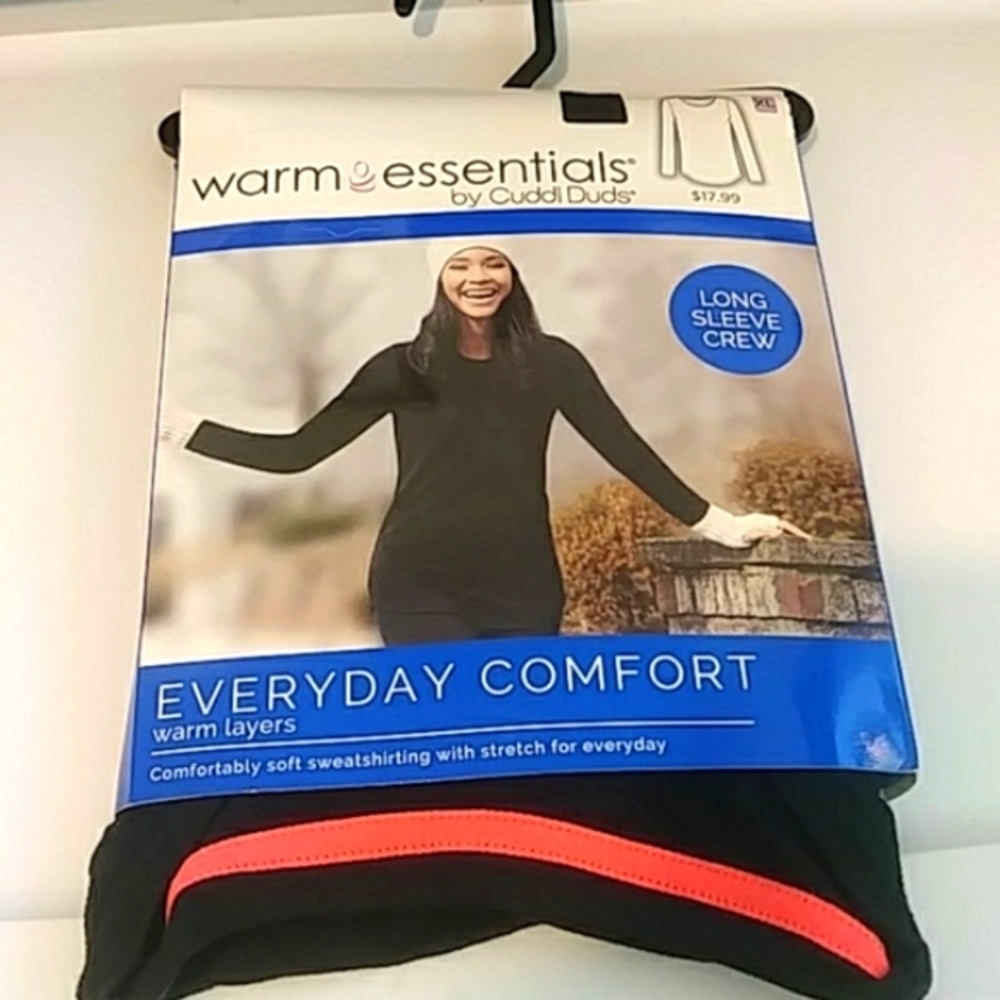 Cuddl Duds Everyday Comfort Women's LS Crew Top Black Small